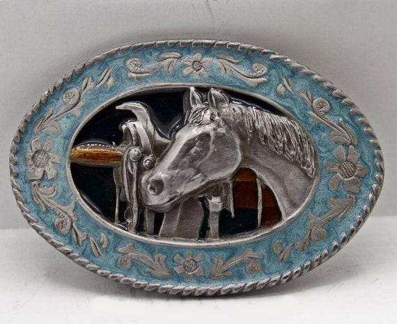 Siskiyou Horse Buckle Pewter Blue 