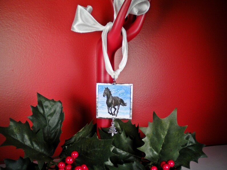 Holidays Horse Friesian Christmas Horse Ornament Cowgirl Custom FREE US Shipping Cowboy Personalized Equestrian Black Horse