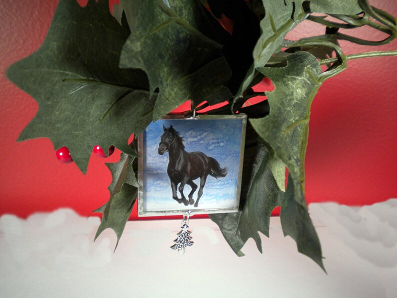 Holidays Horse Friesian Christmas Horse Ornament Cowgirl Custom FREE US Shipping Cowboy Personalized Equestrian Black Horse