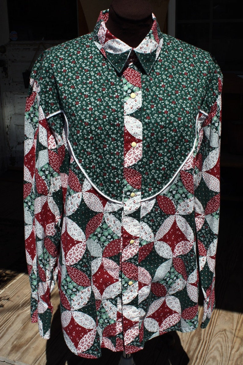 Vintage Mens Western Shirt Size 17/35 Home Sewn Yoke Etsy