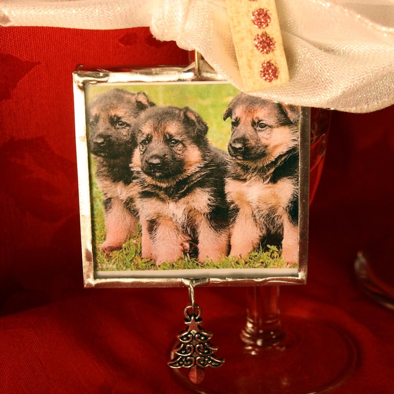 Dog Lover Silver Solder German Shepherd Holidays Dog Ornament Canine Woofy Holidays Puppies Christmas Silver FREE US Shipping
