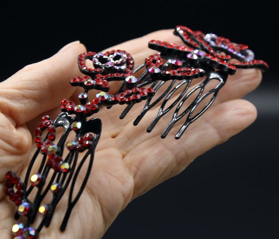 Swarovski Hair Jewels, Large, Comb, Red, Crystals… - image 7