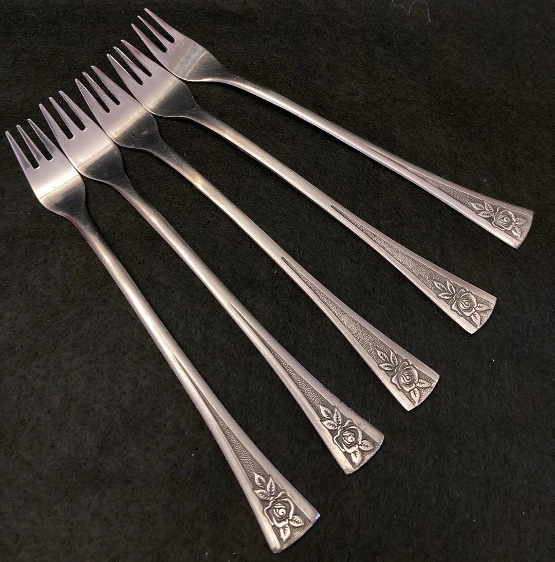 Vintage Cocktail Forks, Set of Five, Seafood Forks, Northland Stainless