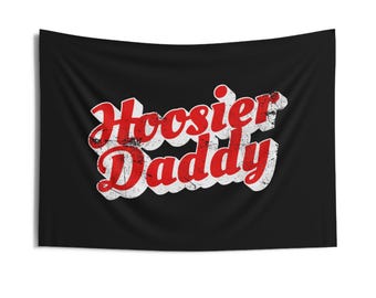 Hoosier Daddy Indoor Wall Tapestry | Retro Script Indiana Pride