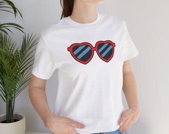 Red Heart Sunglasses Tee | Cute Sunglasses Graphic T-Shirt