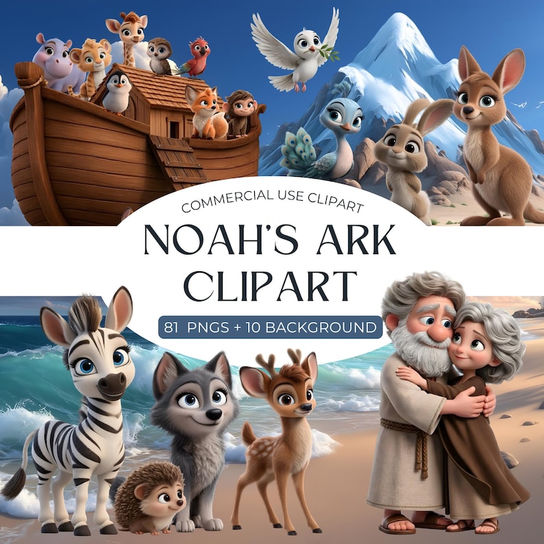 Noahs Ark Clipart Bible Story Clipart Cute Animals PNG Christian noahs-ark-clipart-bible-story-clipart-cute-animals-png-christian