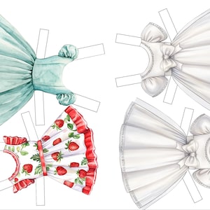 Set of 2 paper dolls with mix-and-match outfits for creative play and decoration.