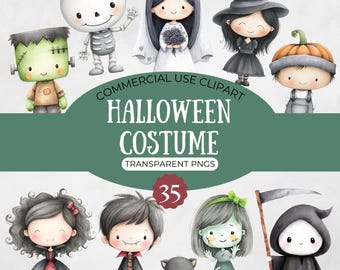 Watercolor Halloween Cuteness Clipart Bundle – Cute Fall & Spooky Seasonal PNGs, Digital Art Collection