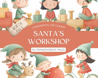 Santa’s Workshop Clipart for Holiday Crafts | Festive Digital Downloads