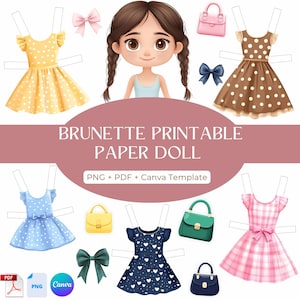 Printable Paper Doll – Set for Creative Kids - Printable Craft Activity and Dresses Clipart, Canva Template | PDF and PNG Digital Download
