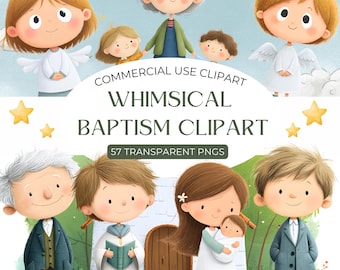 Sacred Baptism Art: Watercolor Clipart PNG, Download for Baby Blessing