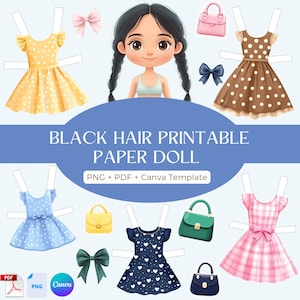 Printable Paper Doll – Set for Creative Kids - Printable Craft Activity and Dresses Clipart, Canva Template | PDF and PNG Digital Download
