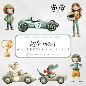 Printable Tiny Racer Clipart: Retro Cars for Invitations and Scrapbooking