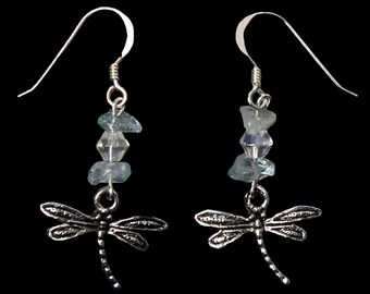 Silver Dragonfly Earrings, Dragonfly Drop Earrings, Dragonfly Earrings, Silver Dragonflies, Dragonfly Jewellery, Gifts 10 and Under, SALE