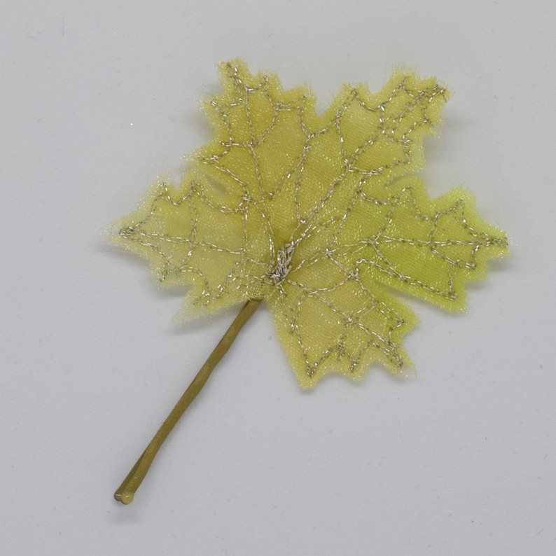 Leaf Hair Clip Boho Wedding Bridal Hair Tree Green Maple Leaves Embroidered Leaf Spring Leaf Hair Slide Quirky Hair Pin