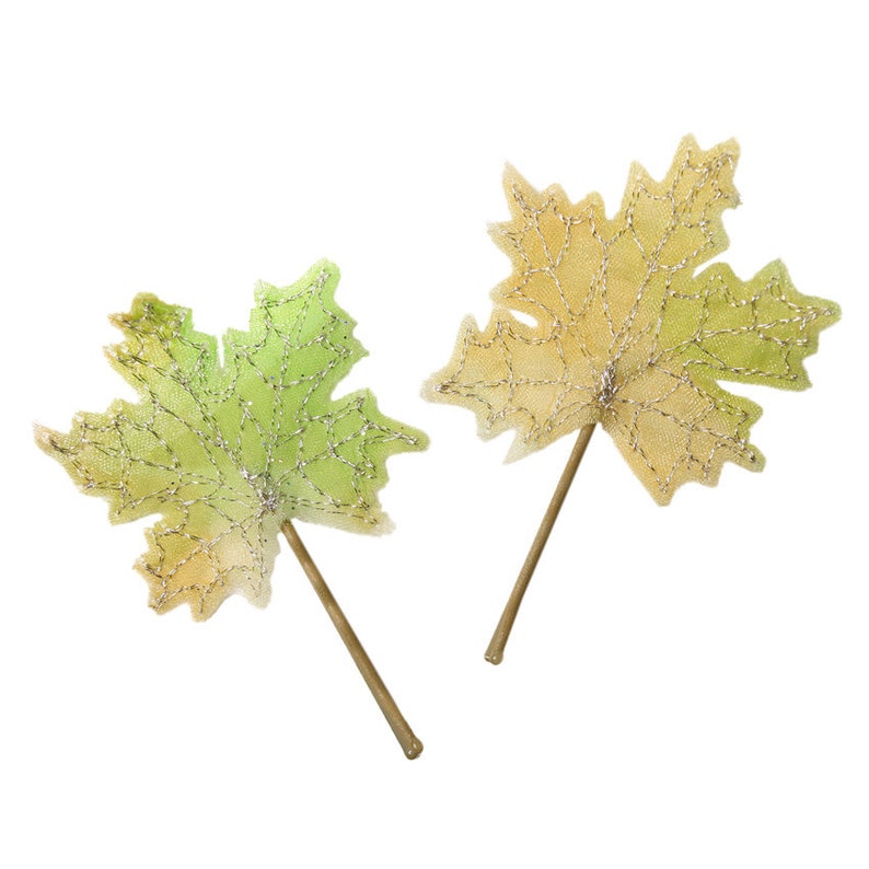 Leaf Hair Clip Boho Wedding Bridal Hair Tree Green Maple Leaves Embroidered Leaf Spring Leaf Hair Slide Quirky Hair Pin