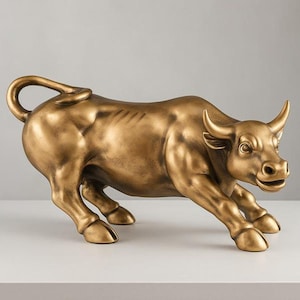Iron Charge Bull Sculpture | Bold Resin Table Decor | Modern Strength Symbol | Unique Office Accent | Gift for Entrepreneurs