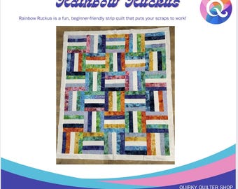 Rainbow Ruckus – Digital Quilt Pattern PDF | Bold Batik Strip Quilt | Beginner-Friendly | Instant Download