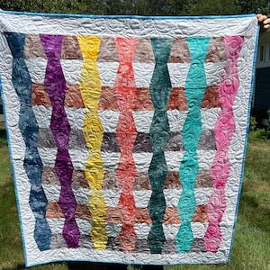 Sassed & Stacked – Colorful Modern Handmade 48x42 Throw, Bright Striped, Bold Handmade Gift