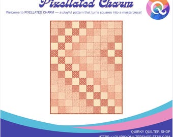 Patrón de colcha de cuadrados pixelados: Descarga digital en PDF