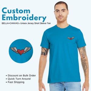 Custom Embroidered Portrait T-Shirt from Photo – Personalized Line Art for Couples, Families & Pets – Unique Gift for Any Occasion
