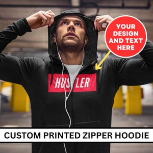 Personalized Zip Up Hoodie, Custom Full Zip Hoodie, Custom Logo Hoodie, Team Logo Zip Up Hoodie, Personalized Sweatshirt, Your Text Hoodie