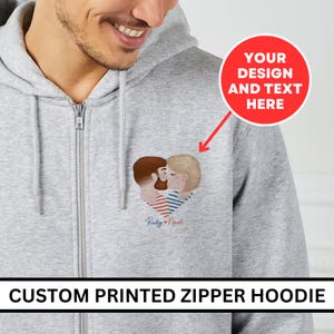 Personalized Hanes Full Zip Hoodie Sweatshirt, Custom Zip Up Hoodie, Custom Logo Hoodie, Team Logo Zip Up Hoodie, Personalized Gifts For Her