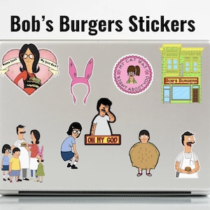 Pegatinas de personajes de Bob&#39;s Burgers – Vinilo holográfico / Louise, Tina, Gene, Linda, Bob