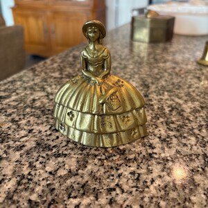Vintage Brass Southern Belle Figurine Bell – Solid Brass Lady Bell – Elegant Collectible