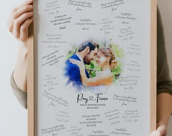 Custom Watercolor Couple Portrait: Wedding Guestbook, Engagement Gift