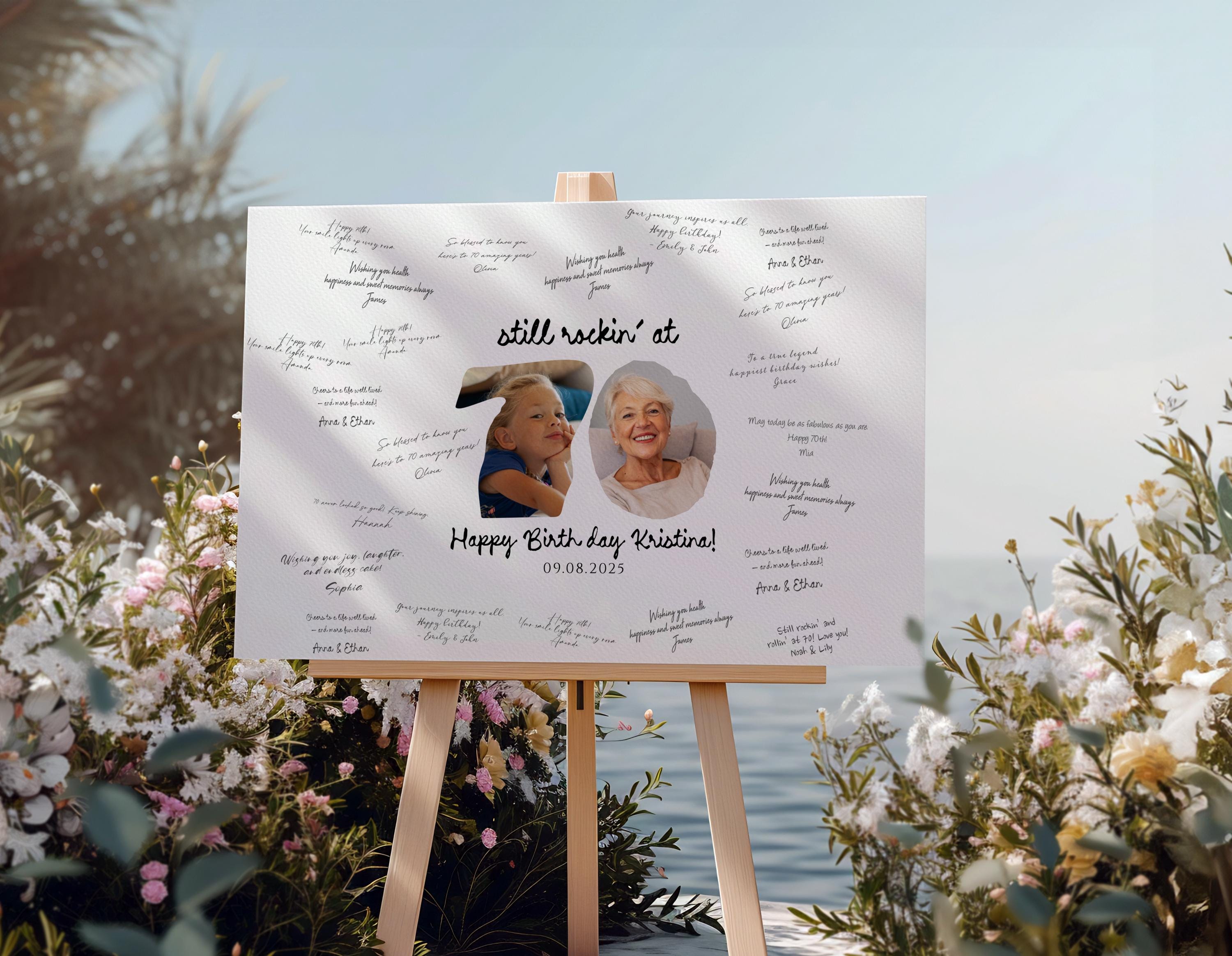 70th Birthday Guest Book Alternative: Photo Signature Sign (Digital or Printed)