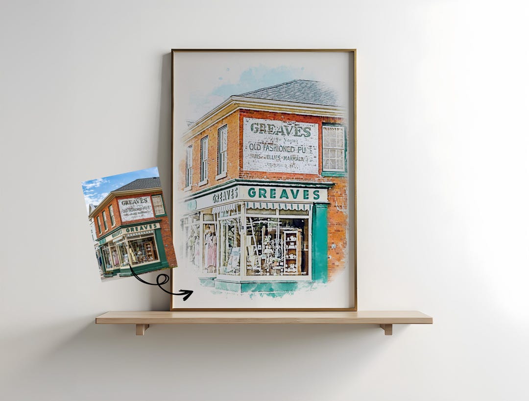 Storefront Portrait Custom Watercolor Storefront Portrait: Unique Business Gift (digital ...