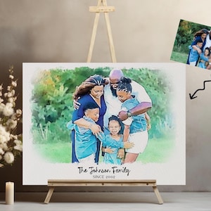 Custom Watercolor Family Portrait from Photo (Digital Illustration)