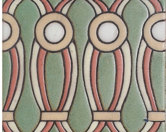 V. Chain - Modern Hand-painted Deco Tile 6x6 ~ Kitchen Back-splash Tiles, Modern Ceramic Tile, Stair Risers (PRICE PER 4 PIECES)