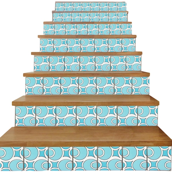 Mid-Century Hand-Glazed Tile: White & Turquoise Decorative Art (1 Tile is 18.50 with Free Shipping )