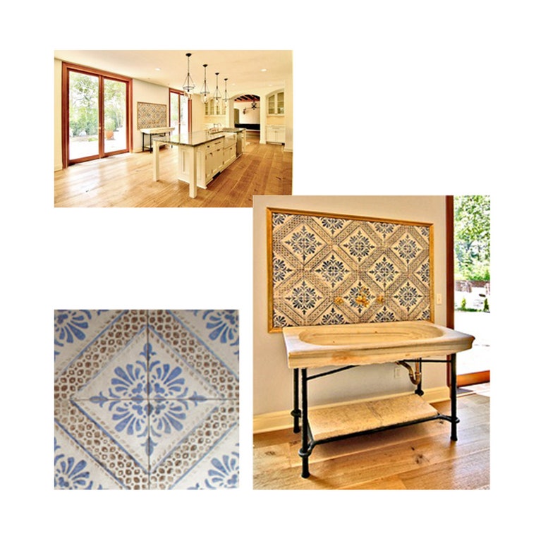 Portuguese Modern Handpainted Tile 6x6 Kitchen Backsplash Etsy