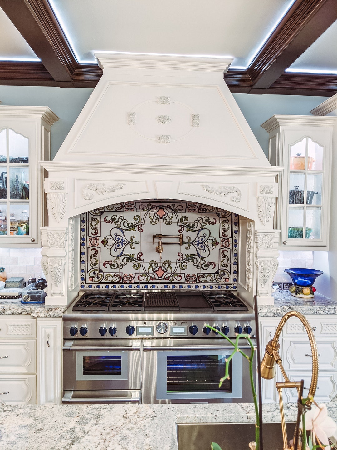 Behind the Kitchen Tile Backsplash, Ceramic Tile, Hand-glazed *scroll ...