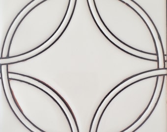 Ellipse Modern Tile: Handmade 6x6 Pool Tile, Backsplash or Risers