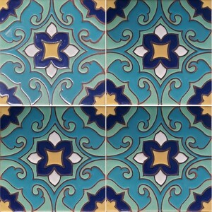 Cairo Spanish Tile: Hand-Painted Moroccan Design, 6x6 (Set of 4) afbeelding 6