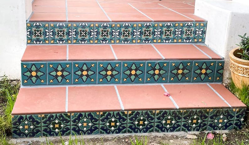 Cairo Spanish Tile: Hand-Painted Moroccan Design, 6x6 (Set of 4) afbeelding 10