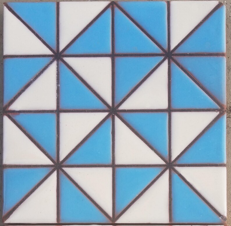 Modern Handpainted Tile 6x6 Pinwheel Design Kitchen Backsplash Tiles Or Pool Ceramic Per 4 Pieces