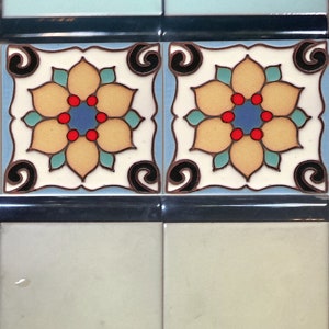Spanish Accent Tiles 6x6 ~  Dragon Flower Tile Design ~ Kitchen Tile, Floor Tile, Spanish Tile (PRICE PER SFT)