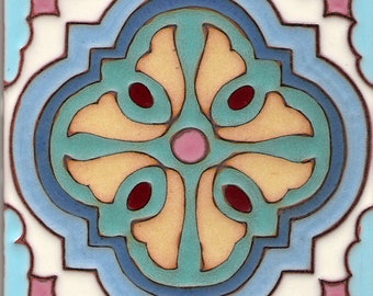 Handpainted Moorish Tile: Decorative Stair Riser, Pool, Bath & Kitchen (6x6)