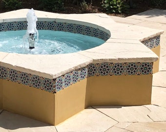 Marakesh Moorish 6x6 Tile Design~ Spanish Tiles, Ceramic Tile, Pattern Tile(PRICE PER 4 PIECES)