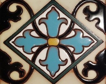 Handpainted Spanish Tile: Sophia Decorative Ceramic Tile, 6x6 (6 SQFT/24 PCS)