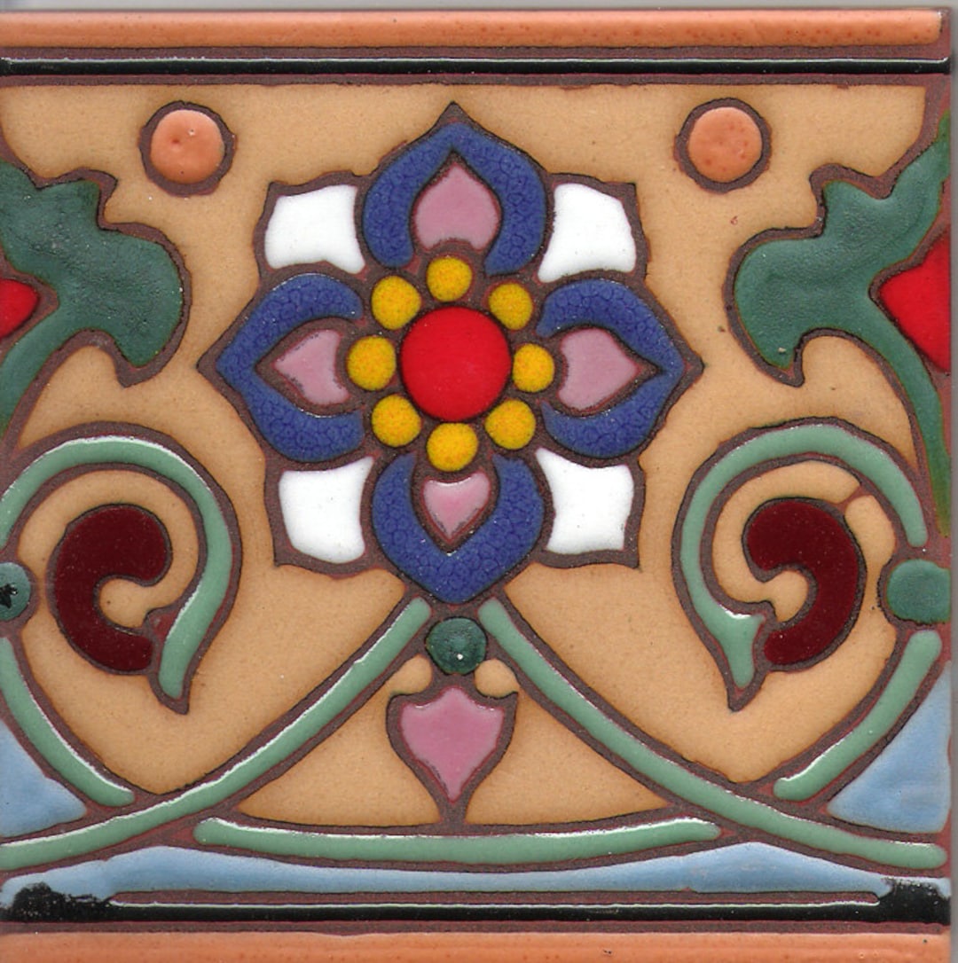 Spanish Accent Tiles 6x6 Gondola Flower Tile Design Kitchen Tile, Floor