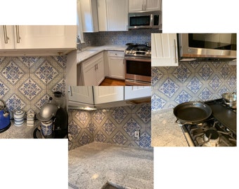 Hand-Painted Modern Wall Tile 6x6 ~ Kitchen Backsplash Tiles, Modern Ceramic Tile, Floor Tile (PRICE Per 4 PIECES) * Portuguese