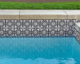Marakesh Arabesque Tile | Hand-Glazed Ceramic Backsplash | Moroccan & Moorish 6x6 Tiles (Set of 4)