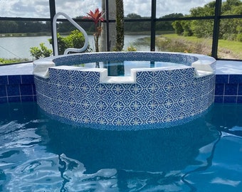 Modern Ceramic Pool Tile 6 X6 ~ Jacuzzi Tile or Custom Backsplash Tile (PRICE PER 4 PIECES)*AntiqueLiz