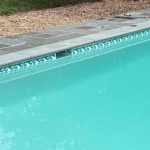 Hand-Glazed Porcelain Pool Tile: Ripples Wave Pattern, 6x6 Ceramic (1 Tile is 21.00 with Free Shipping)